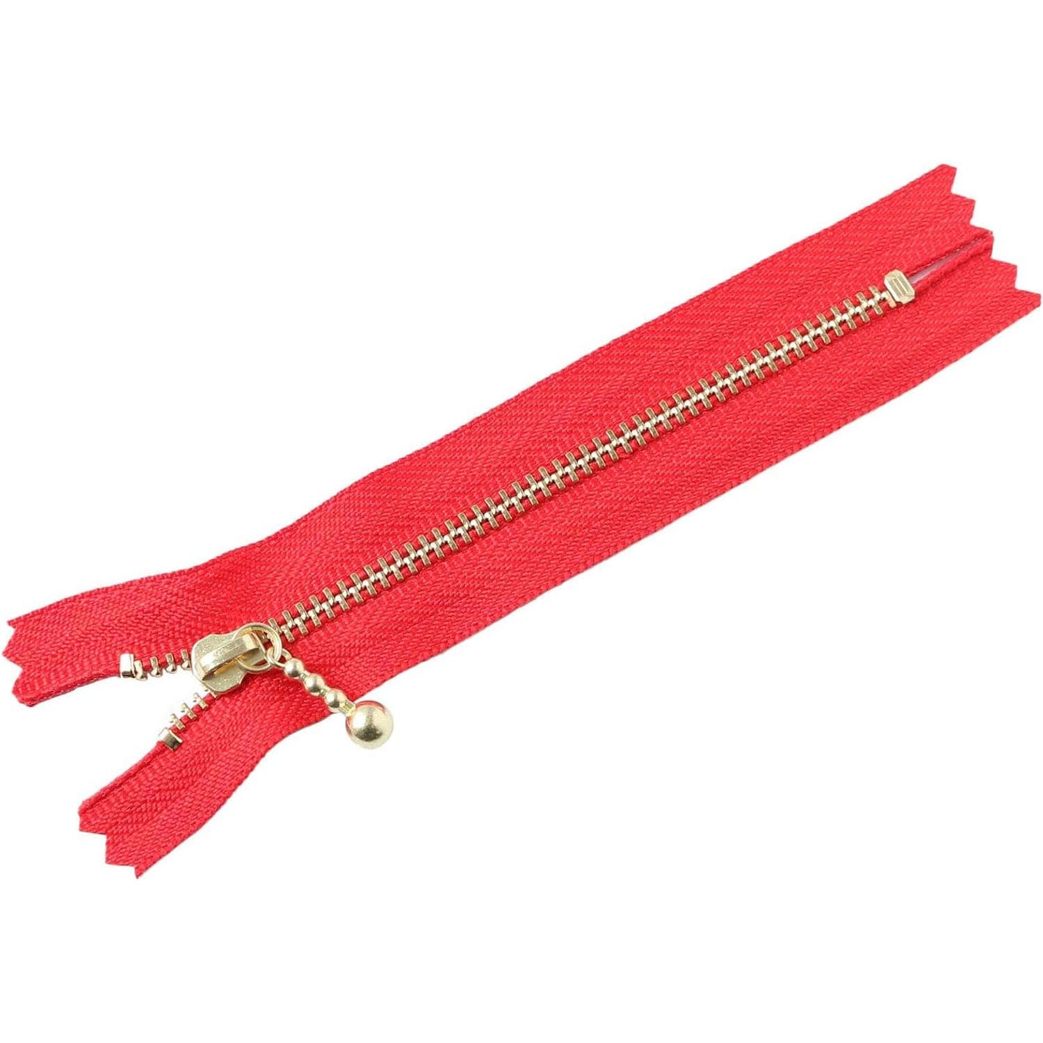 日本紐釦貿易 Y.K.K 玉付ファスナー ゴールド 12cm 10本 コーラルレッド 3G12-820 (ご注文単位1束)【直送品】