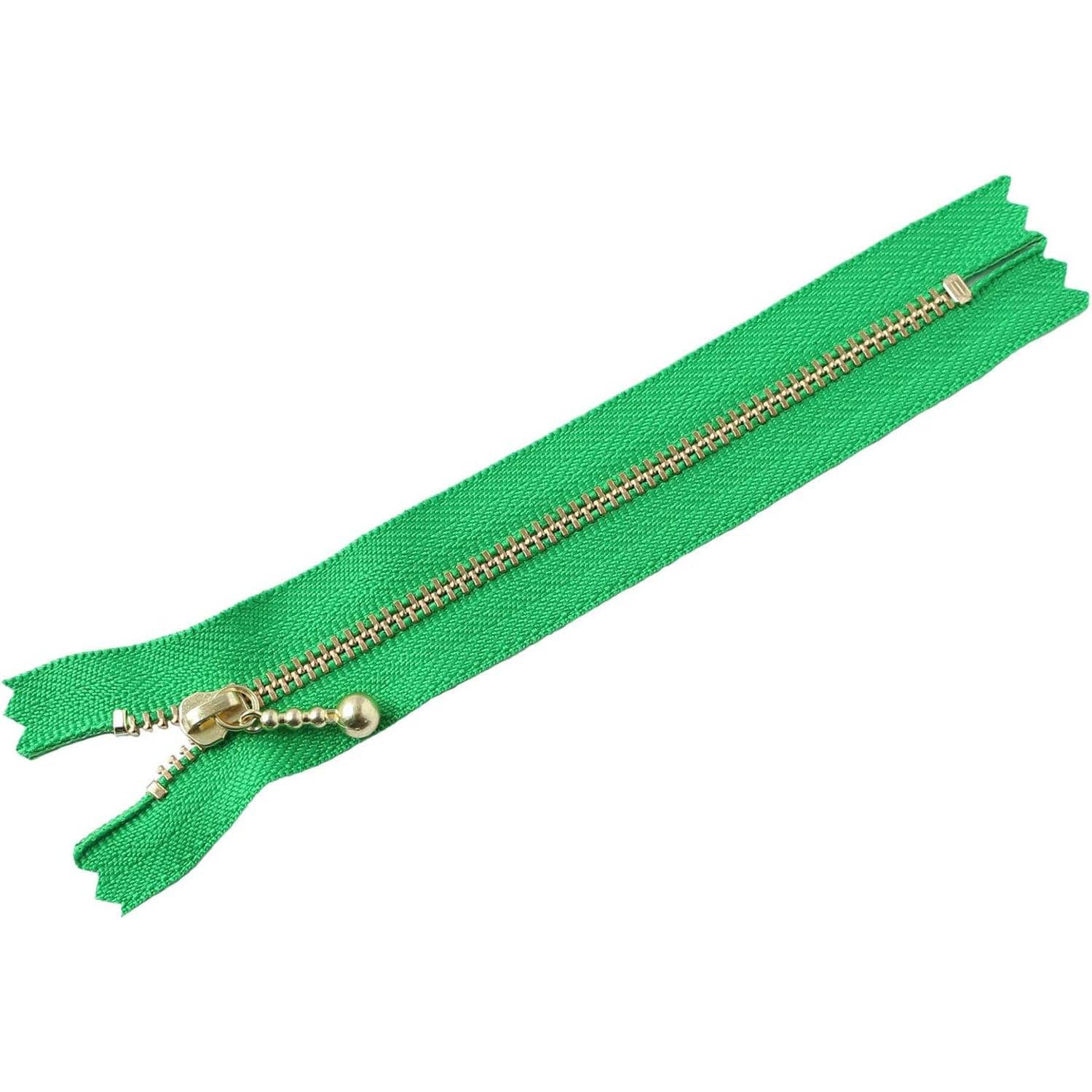 日本紐釦貿易 Y.K.K 玉付ファスナー ゴールド 14cm 10本 グリーン 3G14-151 (ご注文単位1束)【直送品】