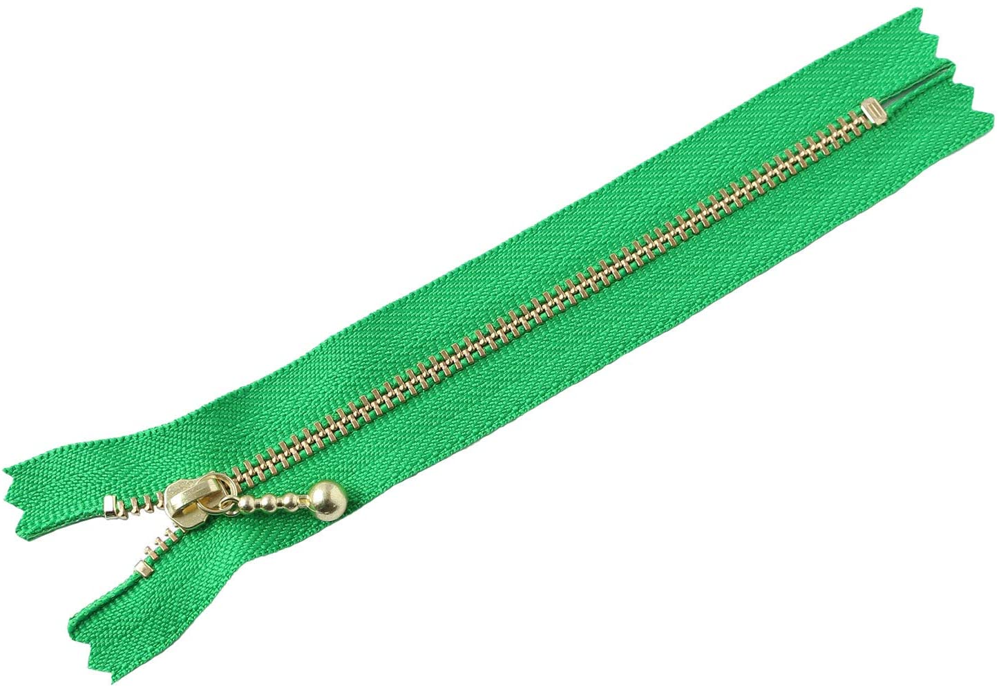 日本紐釦貿易 Y.K.K 玉付ファスナー ゴールド 14cm 10本 グリーン 3G14-151 (ご注文単位1束)【直送品】