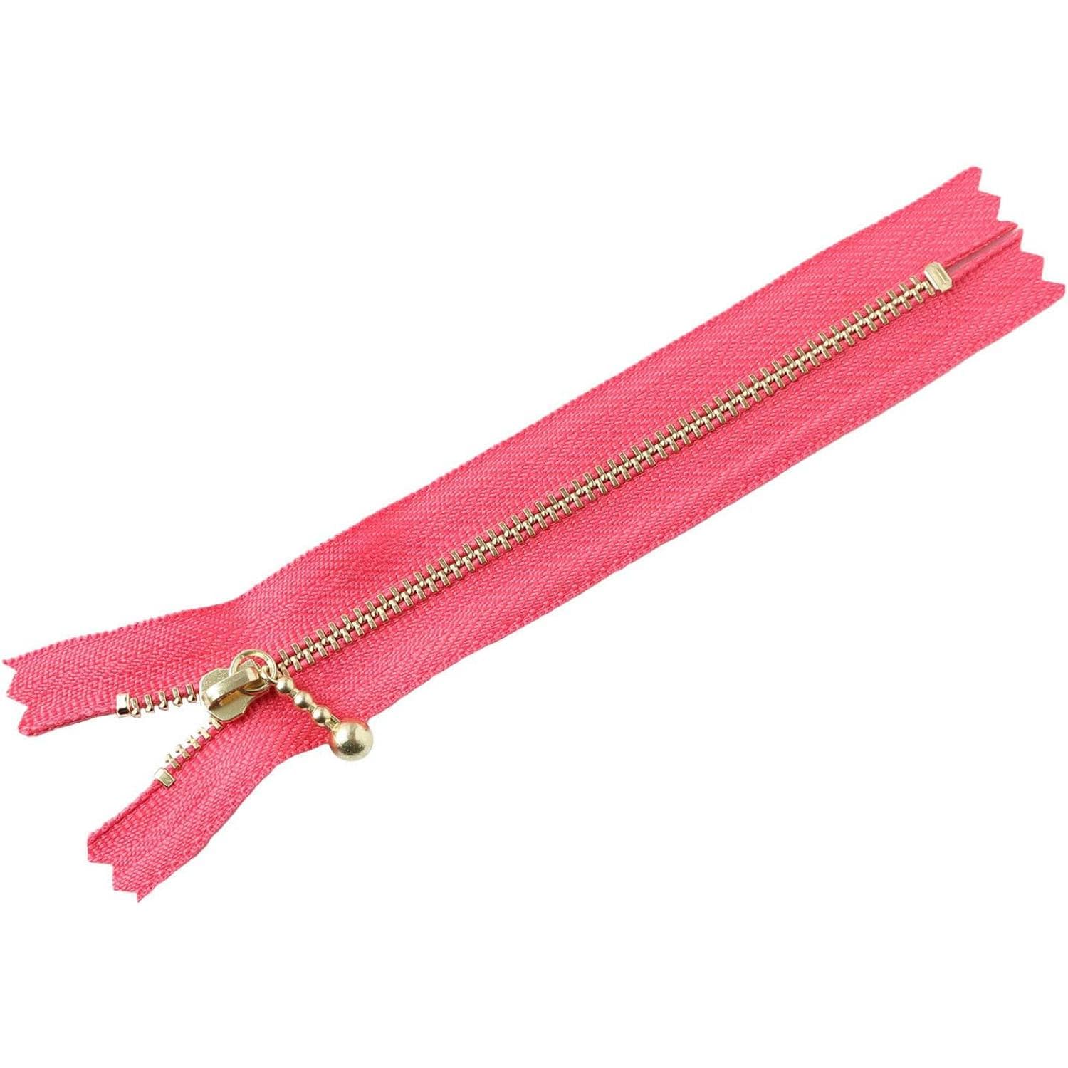 日本紐釦貿易 Y.K.K 玉付ファスナー ゴールド 14cm 10本 チェリーピンク 3G14-517 (ご注文単位1束)【直送品】