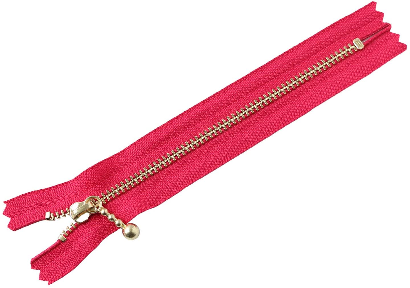 日本紐釦貿易 Y.K.K 玉付ファスナー ゴールド 14cm 10本 マゼンタ 3G14-817 (ご注文単位1束)【直送品】