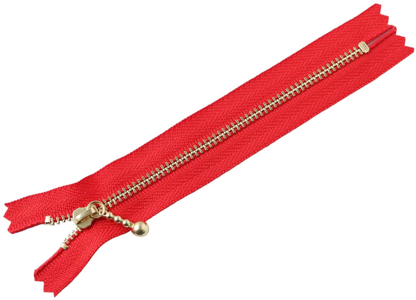 日本紐釦貿易 Y.K.K 玉付ファスナー ゴールド 14cm 10本 コーラルレッド 3G14-820 (ご注文単位1束)【直送品】