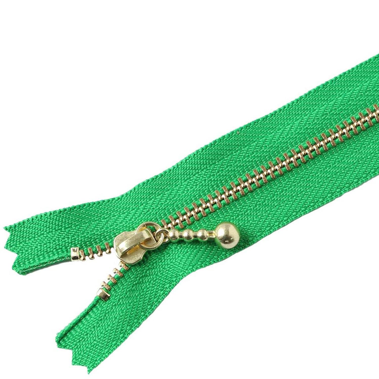 日本紐釦貿易 Y.K.K 玉付きファスナー ゴールド 16cm グリーン 3G16-151 (ご注文単位1束)【直送品】
