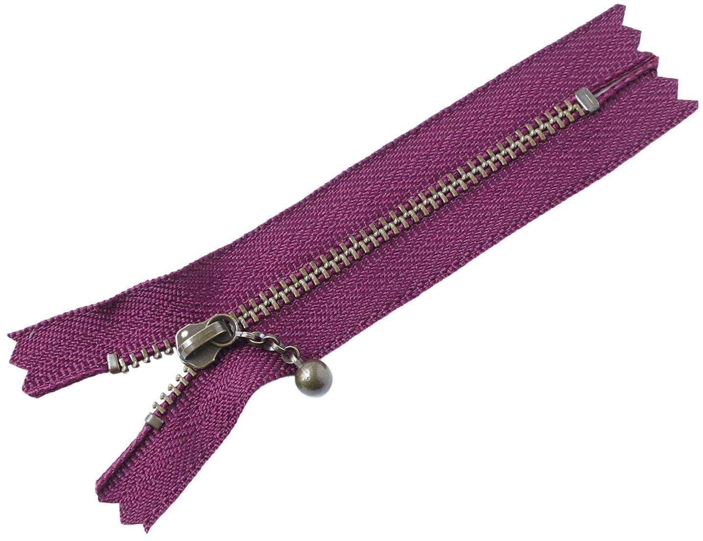 日本紐釦貿易 Y.K.K 玉付ファスナー アンティークゴールド 10cm 10本 マットパープル 3GKB10-230 (ご注文単位1束)【直送品】