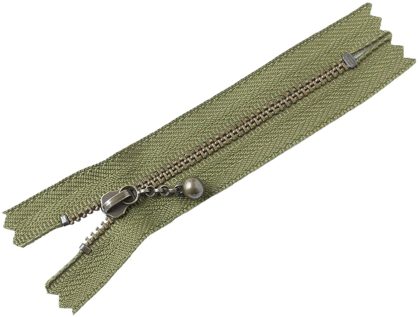 日本紐釦貿易 Y.K.K 玉付ファスナー アンティークゴールド 10cm 10本 オリーブグリーン 3GKB10-888 (ご注文単位1束)【直送品】