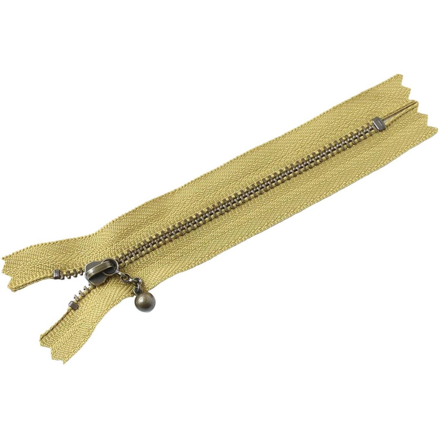 日本紐釦貿易 Y.K.K 玉付ファスナー アンティークゴールド 12cm 10本 イエローグリーン 3GKB12-510 (ご注文単位1束)【直送品】