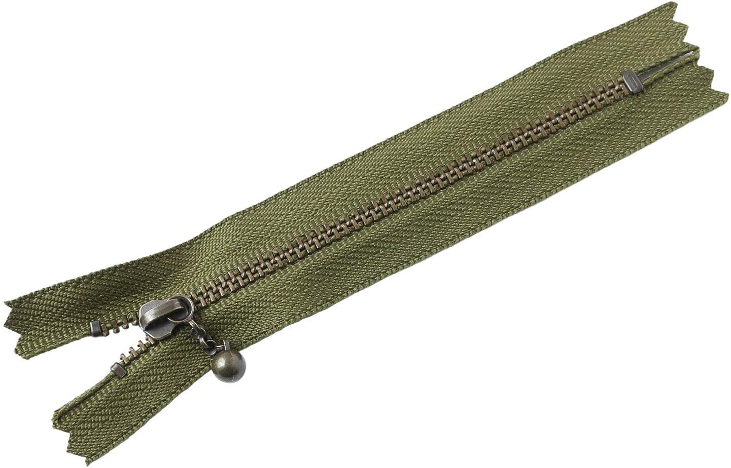 日本紐釦貿易 Y.K.K 玉付ファスナー アンティークゴールド 12cm 10本 オリーブグリーン 3GKB12-888 (ご注文単位1束)【直送品】