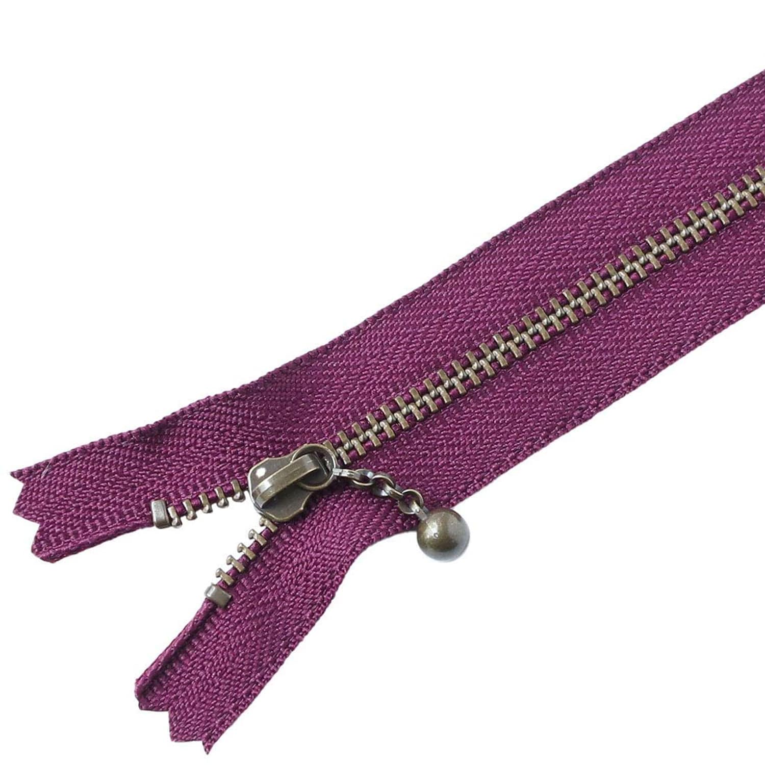 日本紐釦貿易 Y.K.K 玉付きファスナー アンティークゴールド 25cm マットパープル 3GKB25-230 (ご注文単位1束)【直送品】