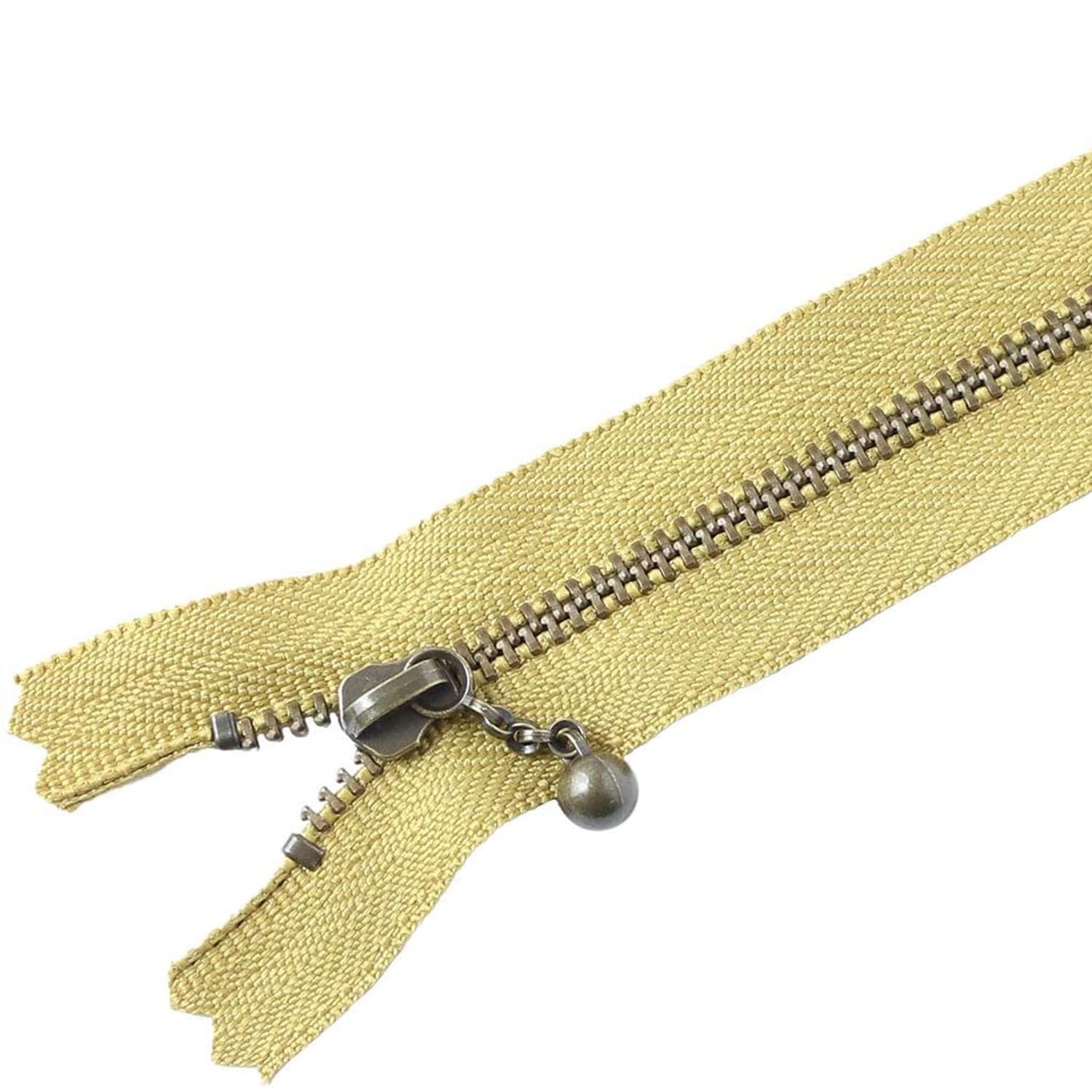 日本紐釦貿易 Y.K.K 玉付きファスナー アンティークゴールド 25cm イエローグリーン 3GKB25-510 （ご注文単位1束）【直送品】