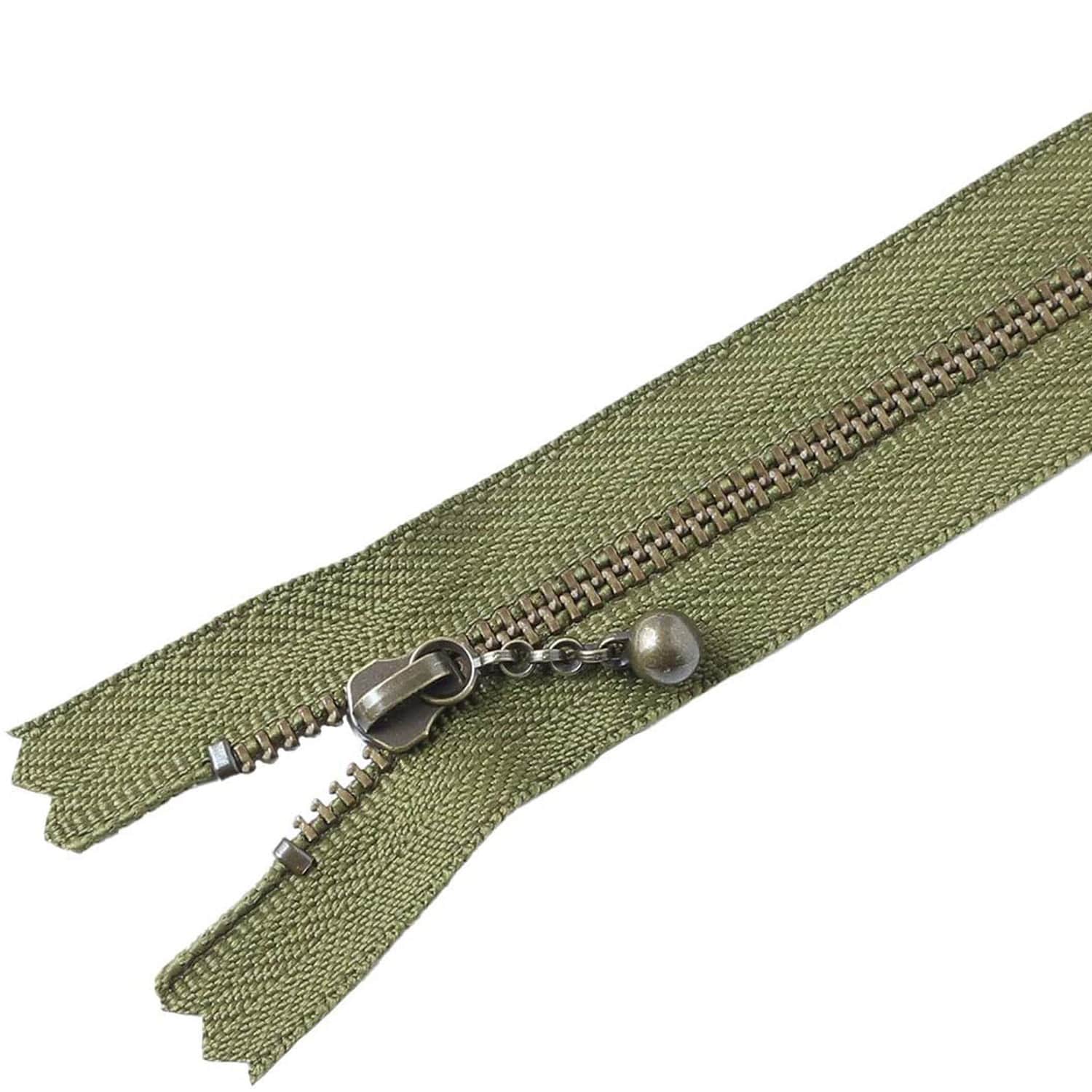 日本紐釦貿易 Y.K.K 玉付きファスナー アンティークゴールド 25cm オリーブグリーン 3GKB25-888 (ご注文単位1束)【直送品】