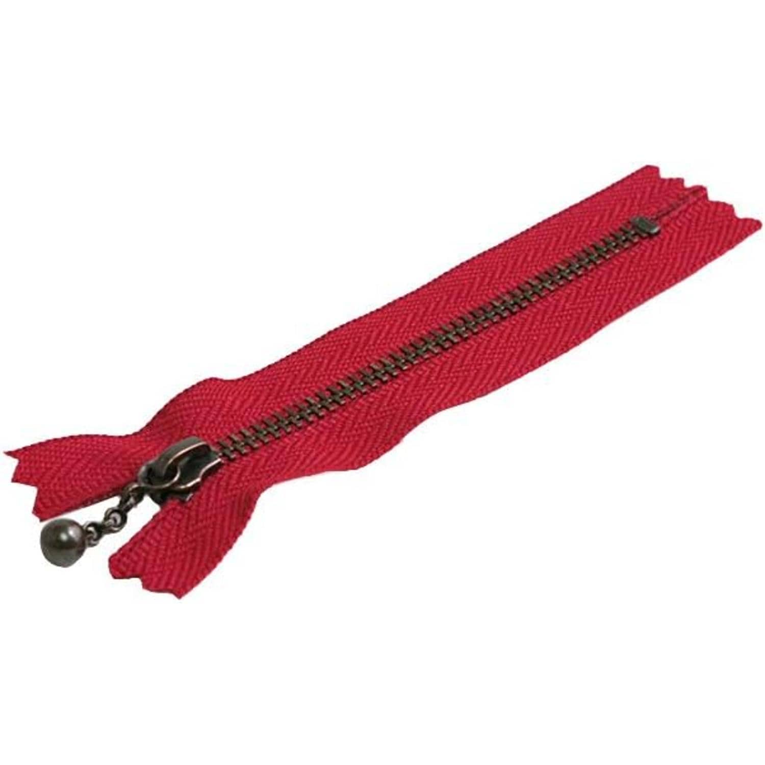 日本紐釦貿易 Y.K.K 玉付ファスナー 16cm 10本入 赤 3GKB16-519 （ご注文単位1束）【直送品】