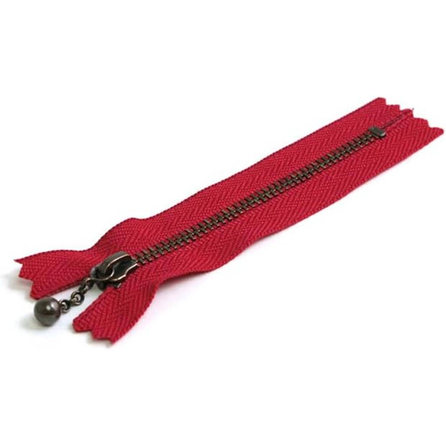 日本紐釦貿易 Y.K.K 玉付ファスナー 18cm 10本入 赤 3GKB18-519 （ご注文単位1束）【直送品】