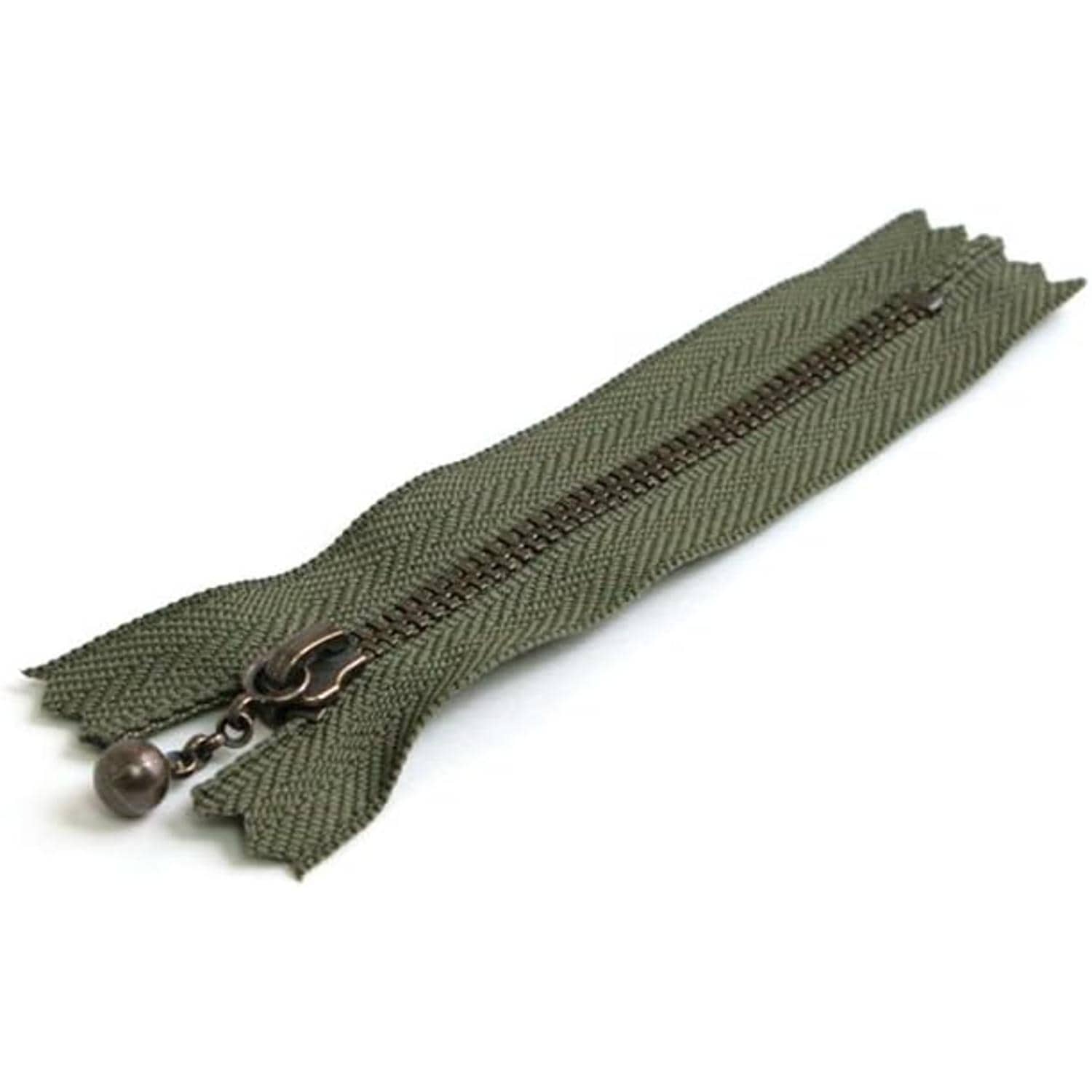 日本紐釦貿易 Y.K.K 玉付ファスナー 18cm 10本入 モスグリーン 3GKB18-566 （ご注文単位1束）【直送品】