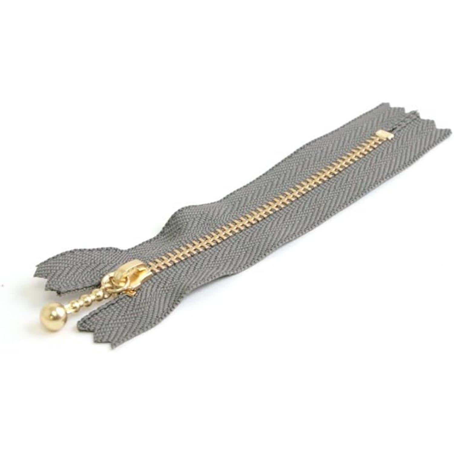 日本紐釦貿易 Y.K.K 玉付ファスナー 12cm 10本入 グレー 3G12-576 （ご注文単位1束）【直送品】