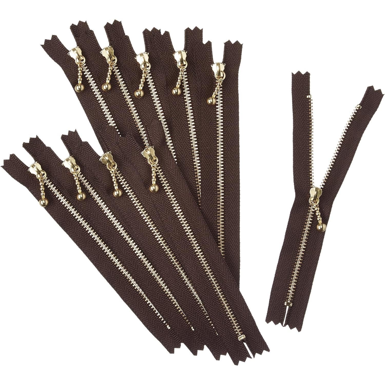 日本紐釦貿易 Y.K.K 玉付ファスナー 14cm 10本入 こげ茶 3G14-570 （ご注文単位1束）【直送品】