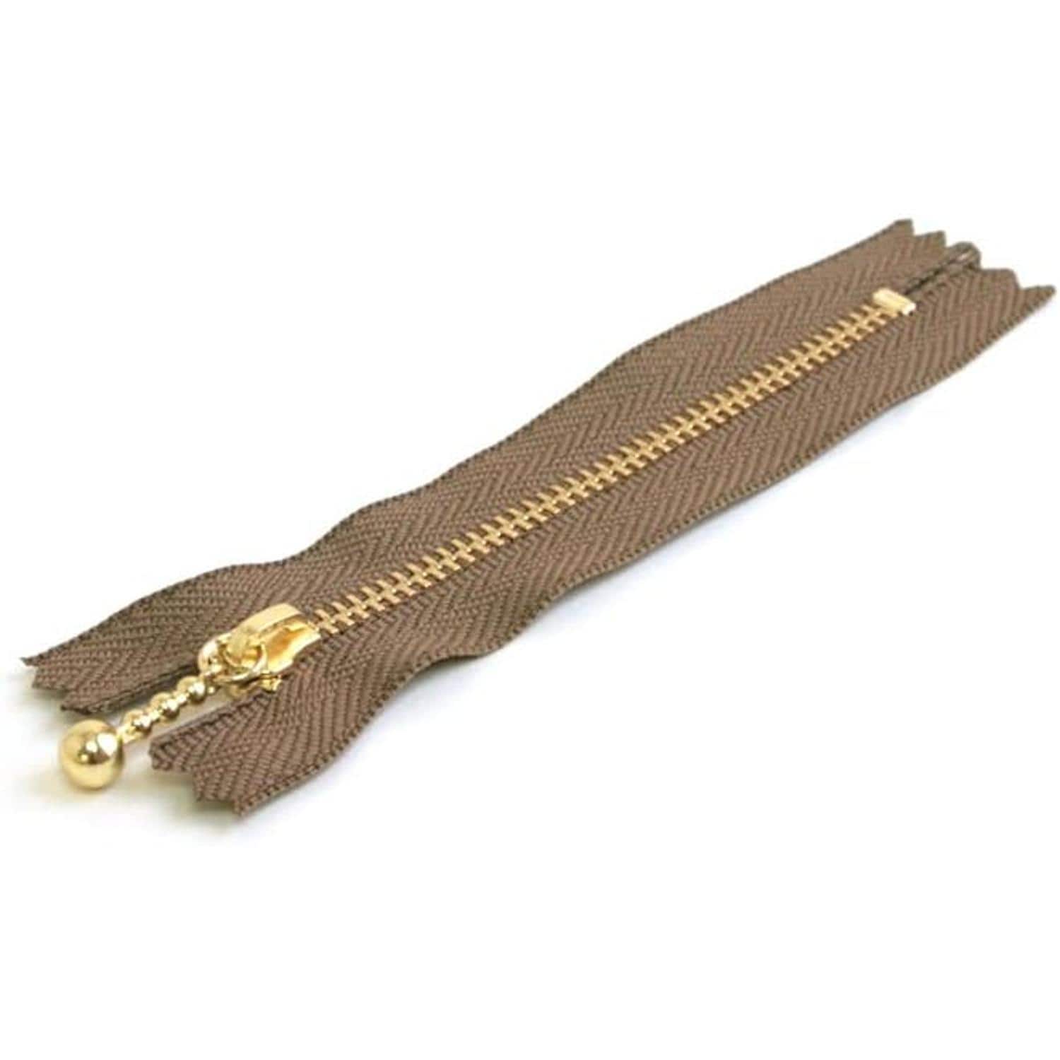 日本紐釦貿易 Y.K.K 玉付ファスナー 18cm 10本入 薄茶 3G18-563 （ご注文単位1束）【直送品】