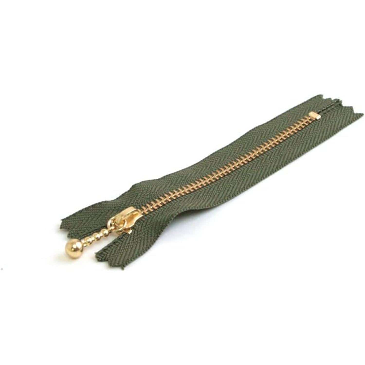 日本紐釦貿易 Y.K.K 玉付ファスナー 18cm 10本入 モスグリーン 3G18-566 （ご注文単位1束）【直送品】