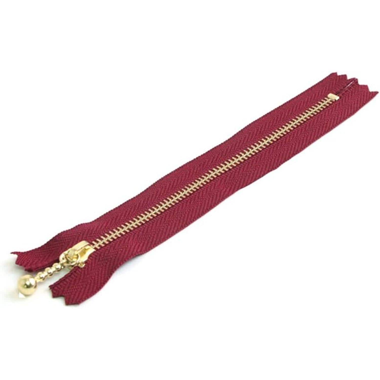 日本紐釦貿易 Y.K.K 玉付ファスナー 25cm 10本入 エンジ 3G25-520 （ご注文単位1束）【直送品】