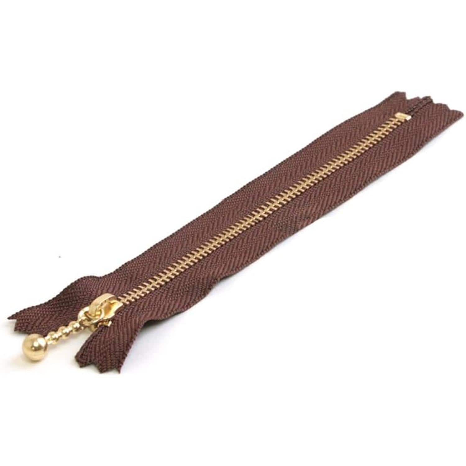 日本紐釦貿易 Y.K.K 玉付ファスナー 25cm 10本入 中茶 3G25-568 （ご注文単位1束）【直送品】