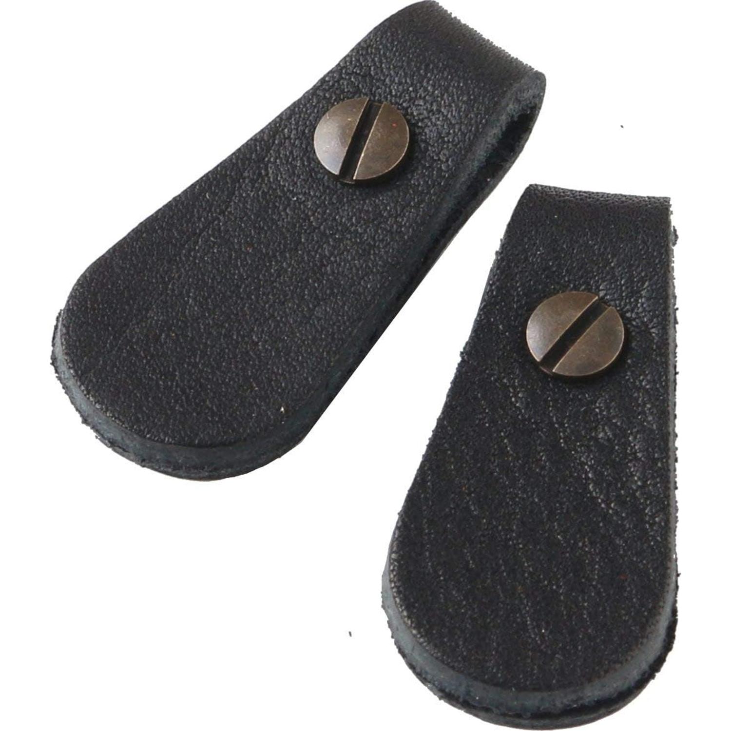 日本紐釦貿易 Y.K.K 本革 ファスナー引き手パーツ サークル型 ネジ式カシメ付き 約17mm×35mm 黒 LSC-B （ご注文単位1束）【直送品】