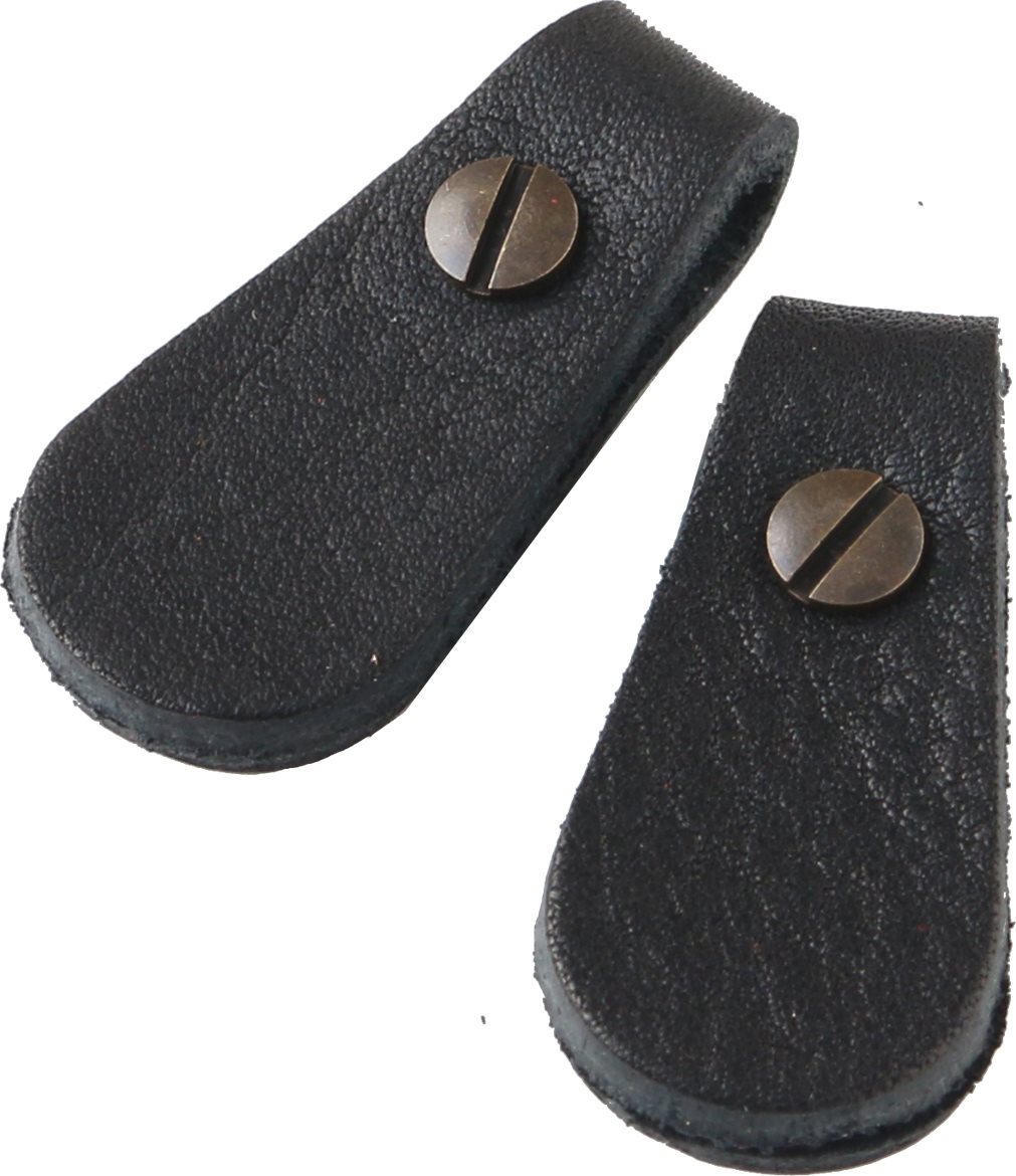 日本紐釦貿易 Y.K.K 本革 ファスナー引き手パーツ サークル型 ネジ式カシメ付き 約17mm×35mm 黒 LSC-B (ご注文単位1束)【直送品】