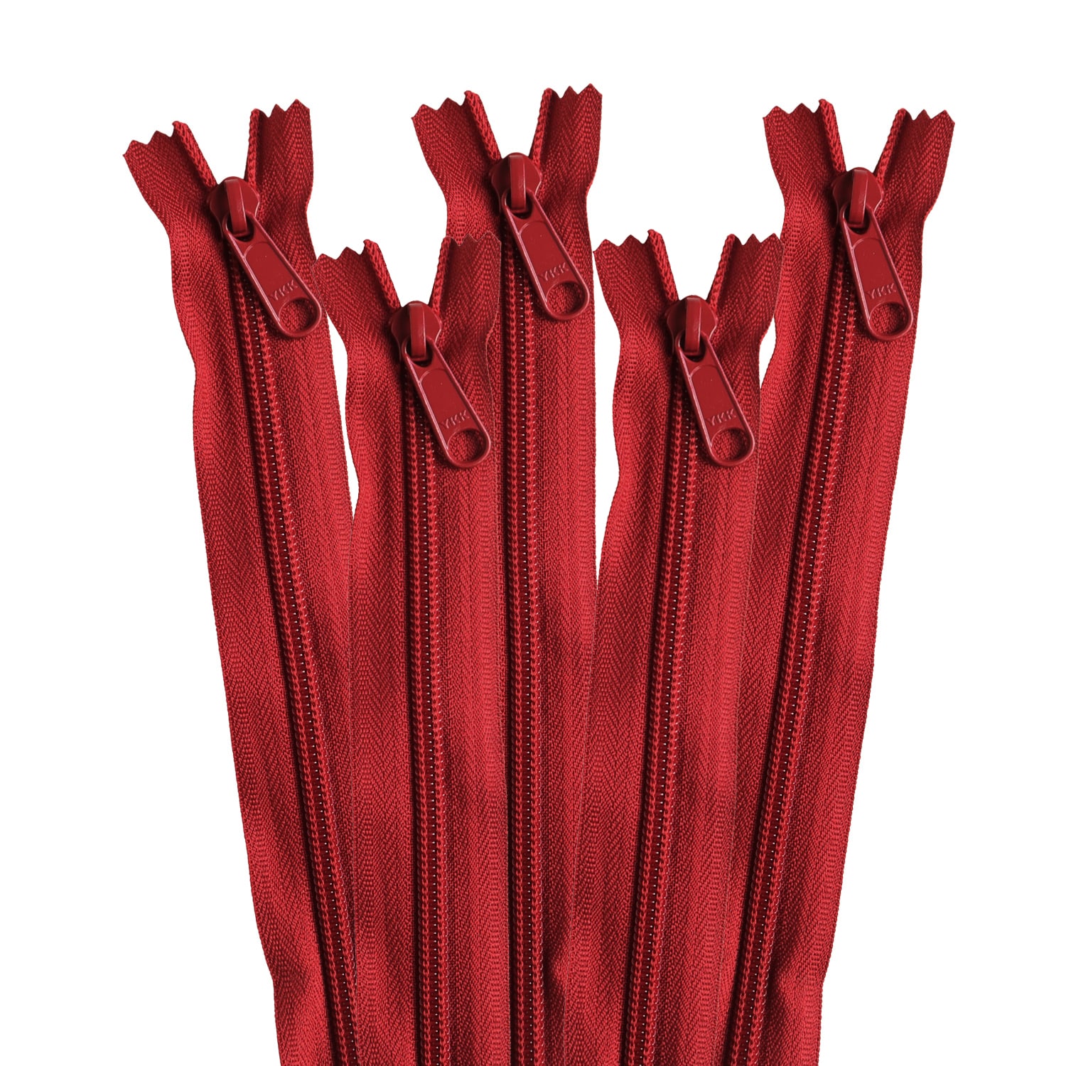 日本紐釦貿易 Y.K.K コイルファスナー 34cm 同色5本入り col.520 エンジ 5CN34-520 (ご注文単位1束)【直送品】