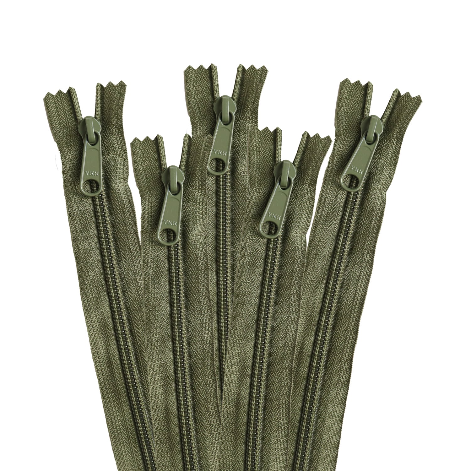 日本紐釦貿易 Y.K.K コイルファスナー 34cm 同色5本入り col.566 モスグリーン 5CN34-566 （ご注文単位1束）【直送品】