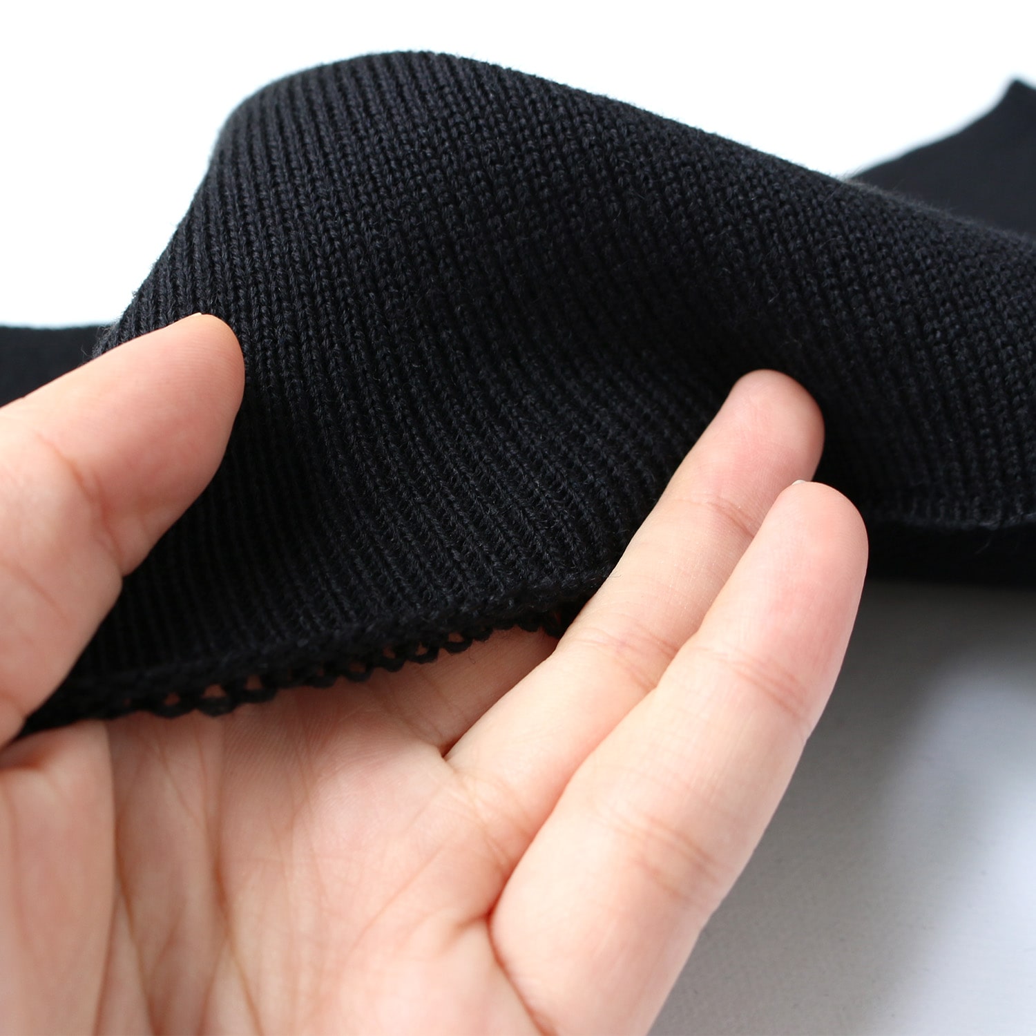 日本紐釦貿易 Y.K.K High Rib AW フライス リブ袖 約16×92cm 黒 HRAW-580 (ご注文単位1枚)【直送品】