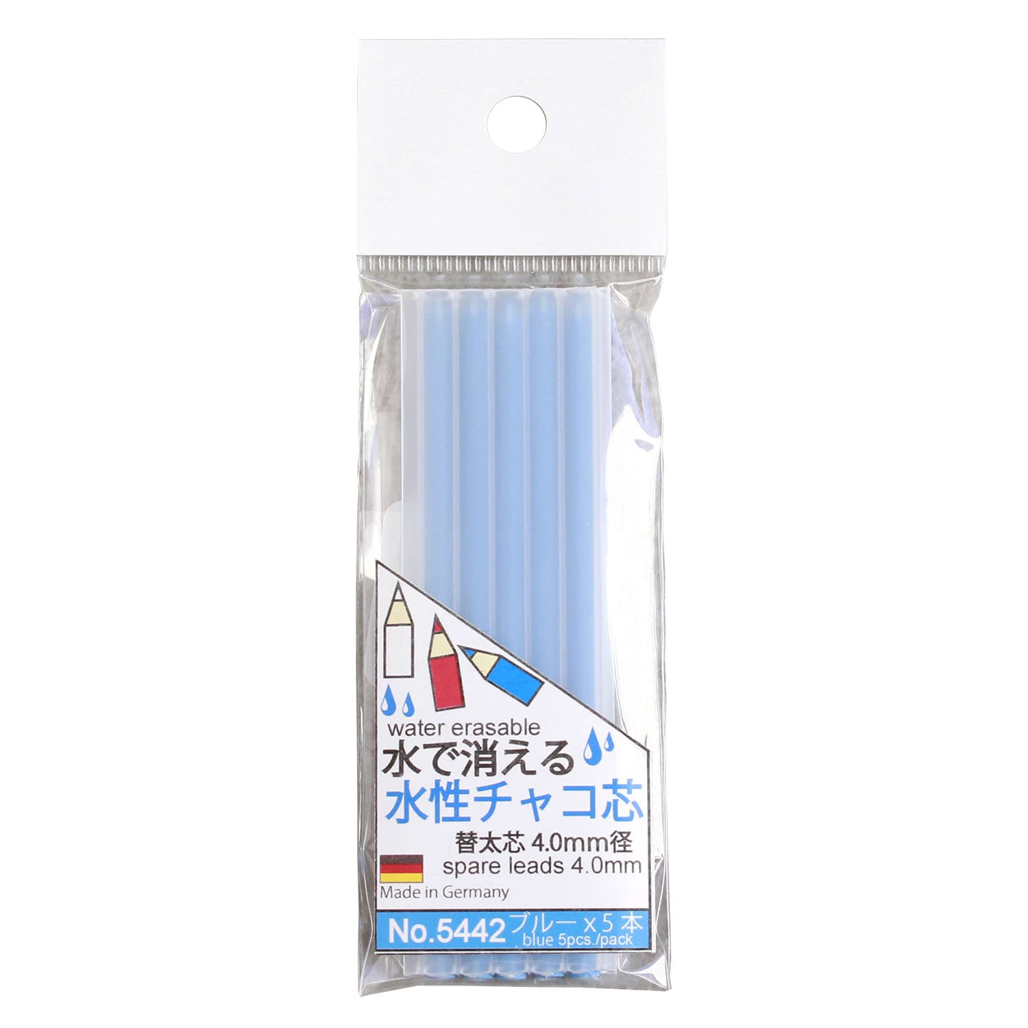 日本紐釦貿易 ノック式水性チャコ用替え芯 4.0mm芯 5本入 ブルー SDY5442 （ご注文単位1個）【直送品】