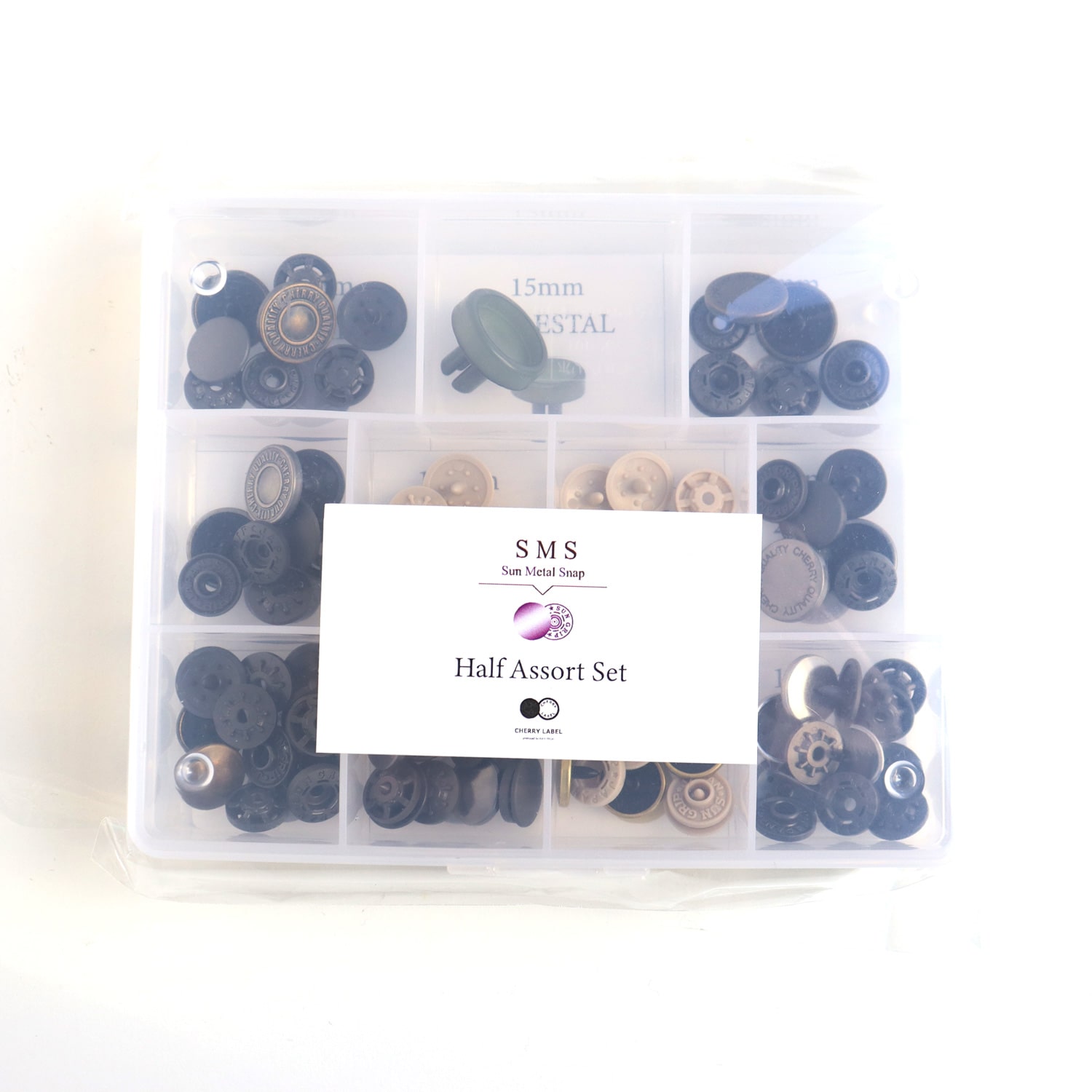 日本紐釦貿易 日本紐釦 カジテックメタル風スナップボタン オリジナルミニアソートセット サイズ約13mm SMS-MINISET （ご注文単位1セット）【直送品】