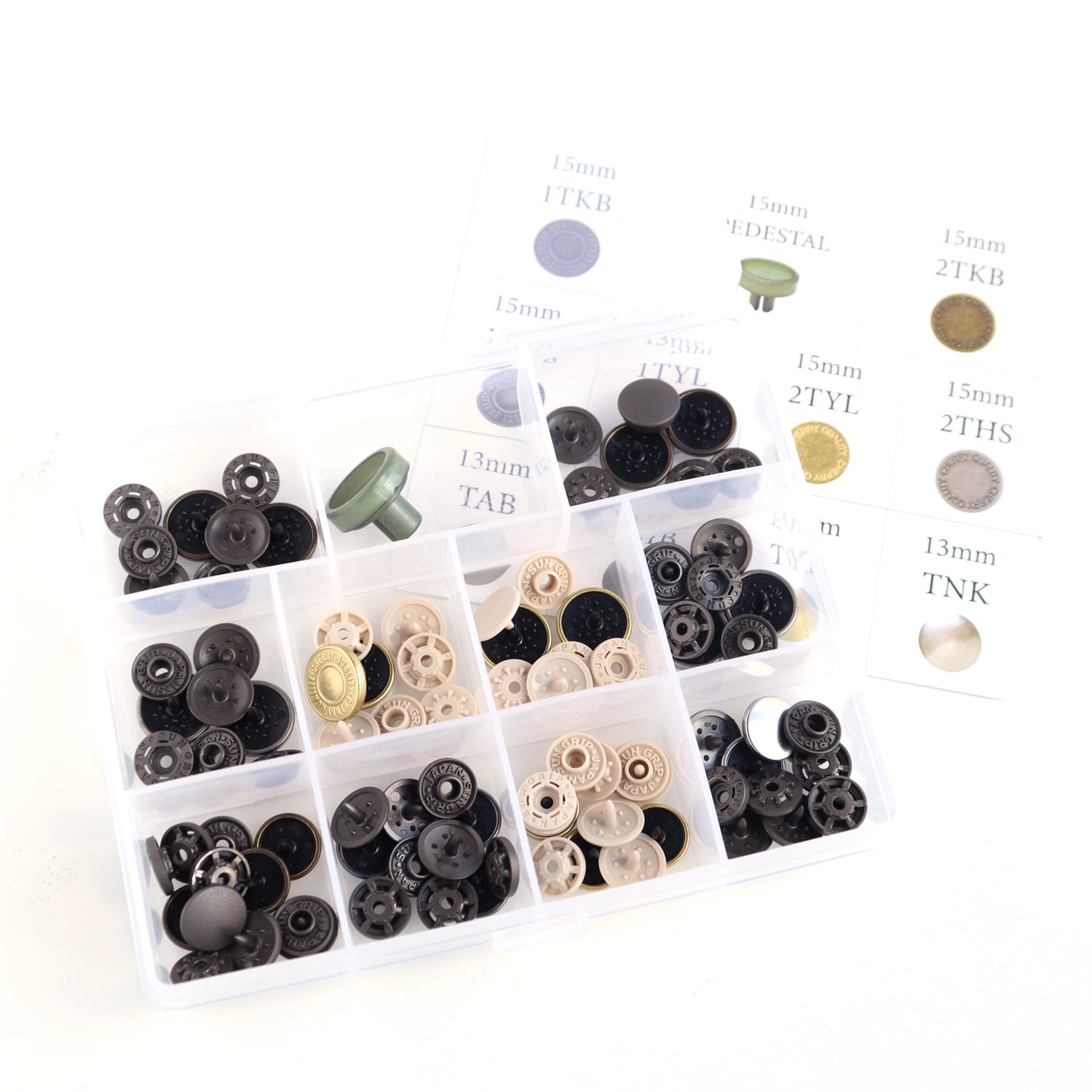 日本紐釦貿易 日本紐釦 カジテックメタル風スナップボタン オリジナルミニアソートセット サイズ約13mm SMS-MINISET （ご注文単位1セット）【直送品】