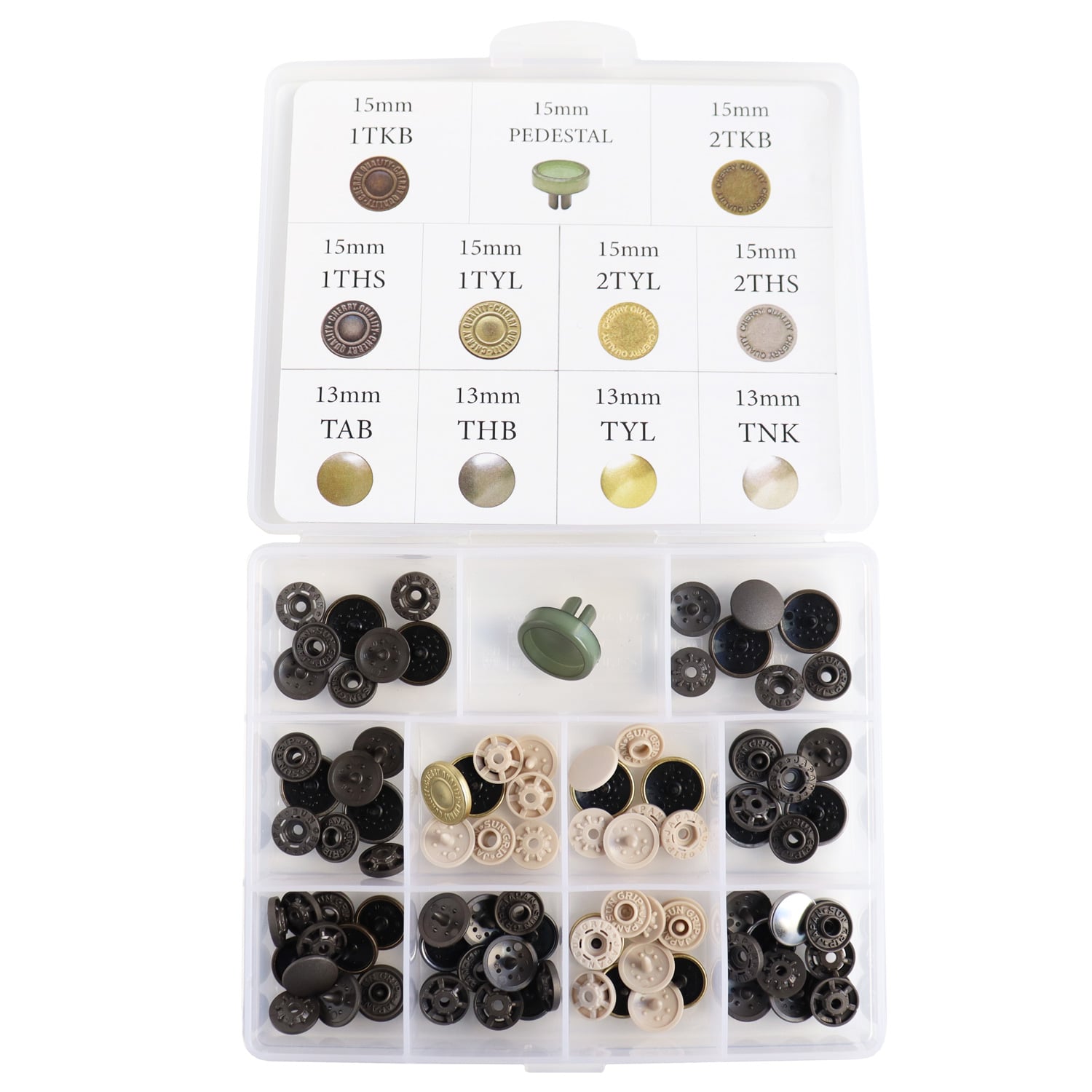 日本紐釦貿易 日本紐釦 カジテックメタル風スナップボタン オリジナルミニアソートセット サイズ約13mm SMS-MINISET （ご注文単位1セット）【直送品】