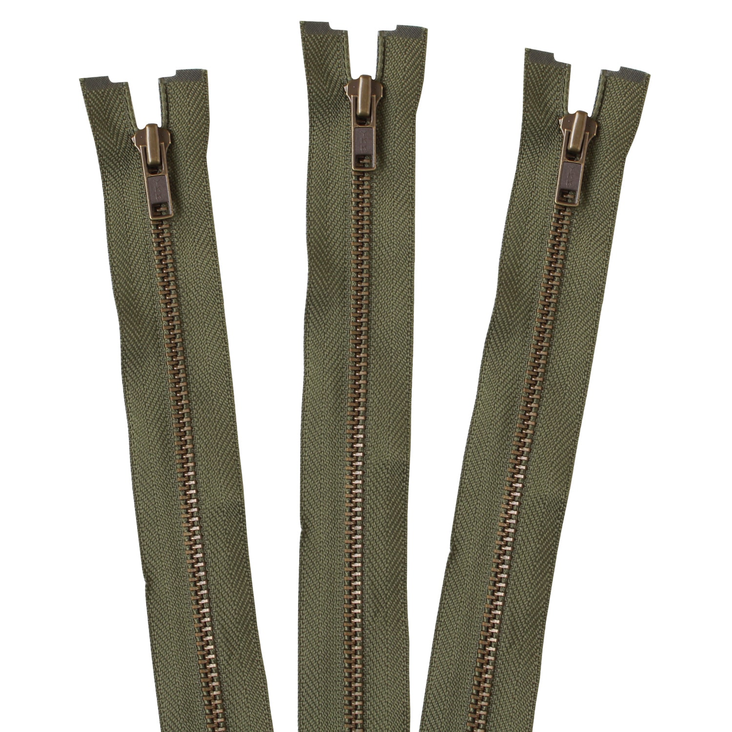 日本紐釦貿易 Y.K.K オープンファスナー 60cm 同色3本入 col.566 モスグリーン 4GKB60-566 （ご注文単位1束）【直送品】