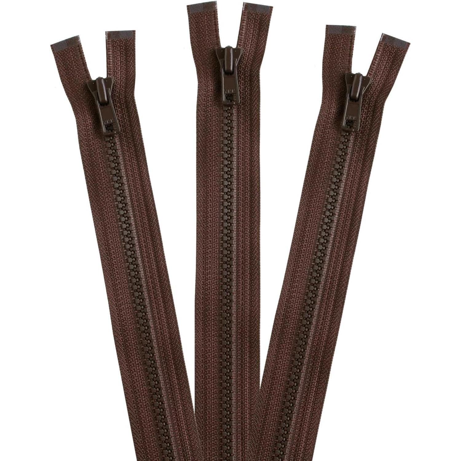 日本紐釦貿易 Y.K.K ビスロンオープンファスナー 60cm 同色3本入 col.570 こげ茶 4VS60-570 （ご注文単位1束）【直送品】