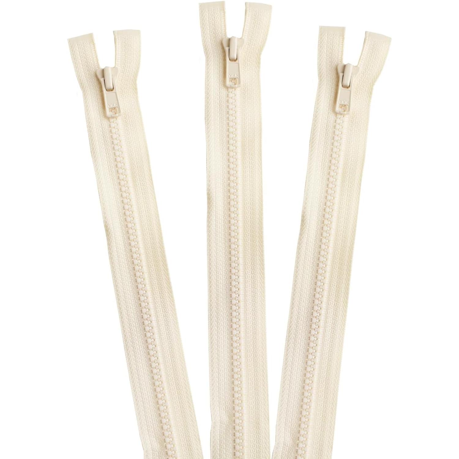 日本紐釦貿易 Y.K.K ビスロンオープンファスナー 60cm 同色3本入 col.801 生成 4VS60-801 （ご注文単位1束）【直送品】