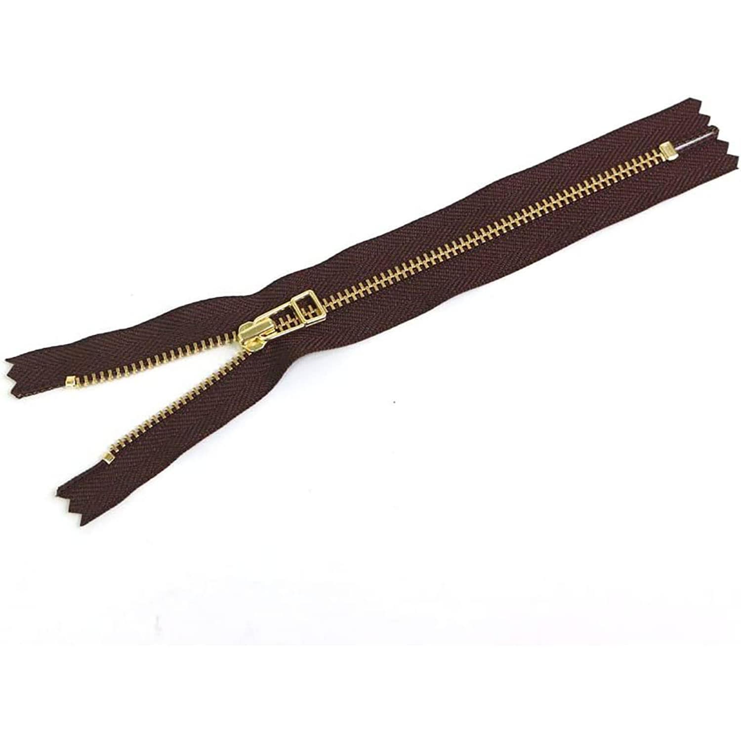 日本紐釦貿易 Y.K.K 金属ファスナー 20cm 5本 こげ茶 4LFG20-570 （ご注文単位1束）【直送品】