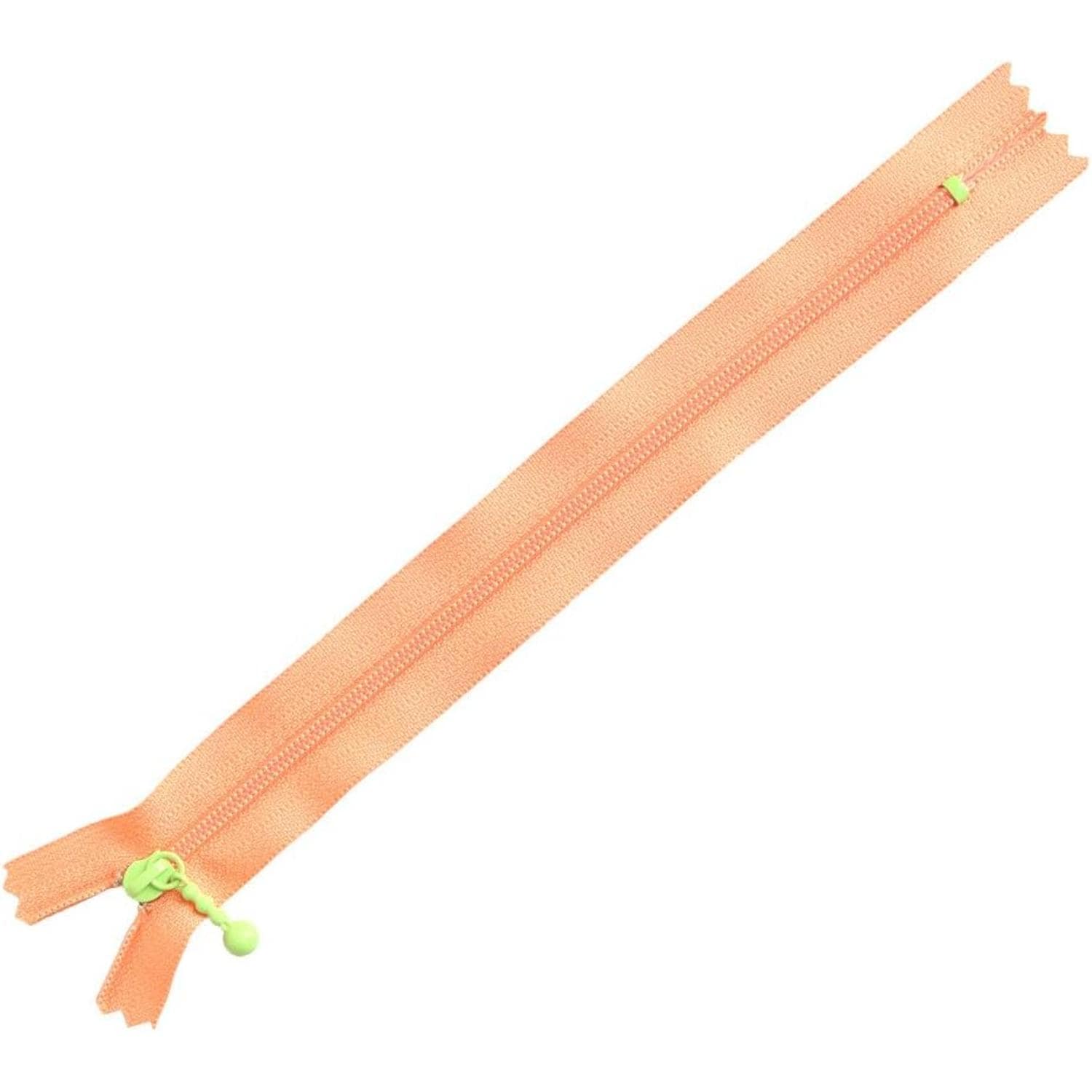 日本紐釦貿易 Y.K.K ポーチ用カラフルファスナー 5本入り 20cm ライトオレンジ×グリーン 3CF20-CO2 （ご注文単位1束）【直送品】