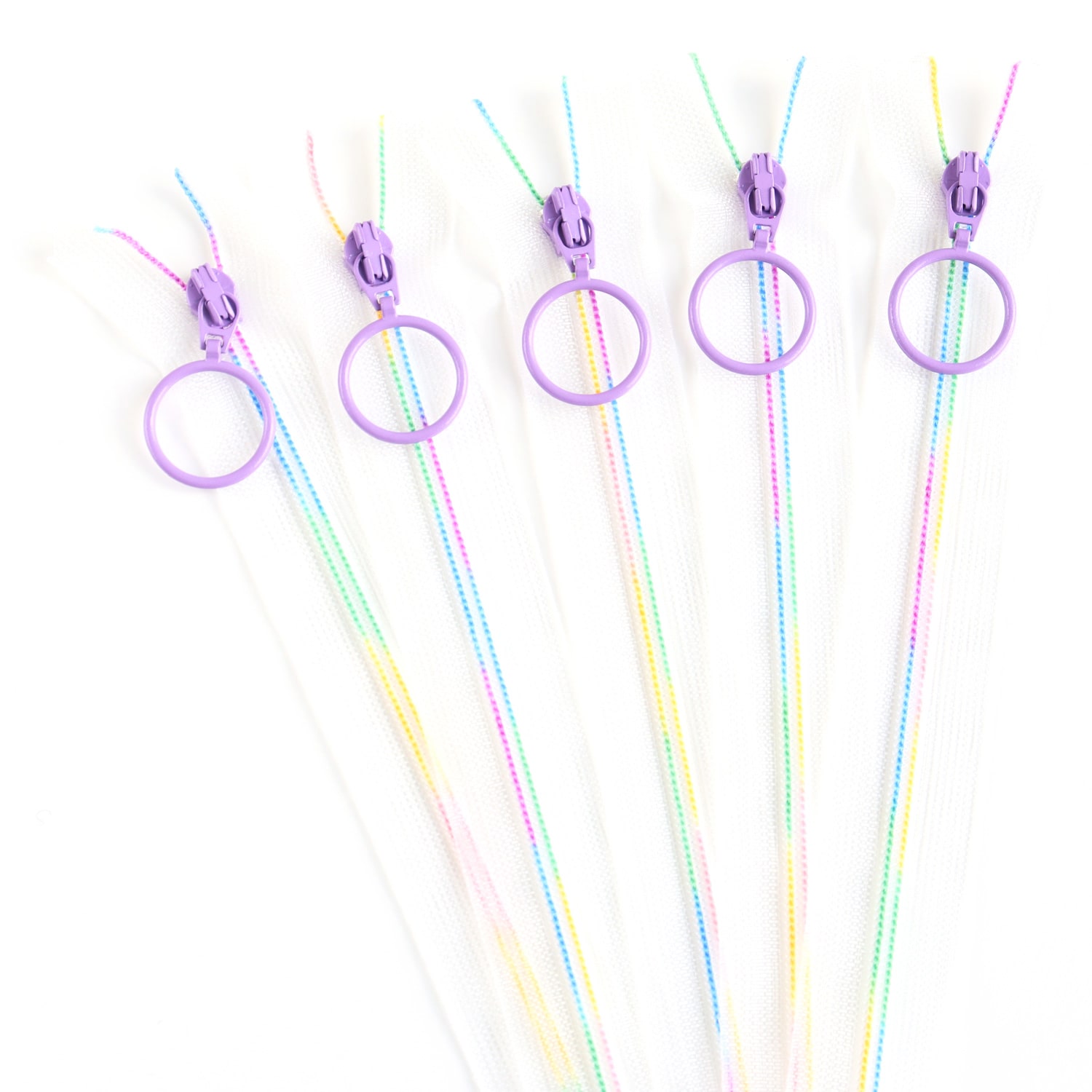 日本紐釦貿易 Y.K.K スケルトンファスナー 25cm レインボー/パープル5本 SKF25-862 （ご注文単位1束）【直送品】