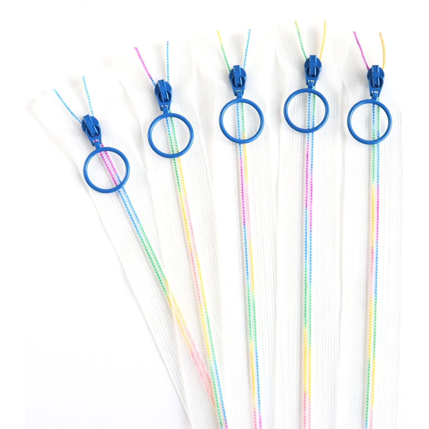 日本紐釦貿易 Y.K.K スケルトンファスナー 30cm レインボー/ブルー 5本 SKF30-201 （ご注文単位1束）【直送品】