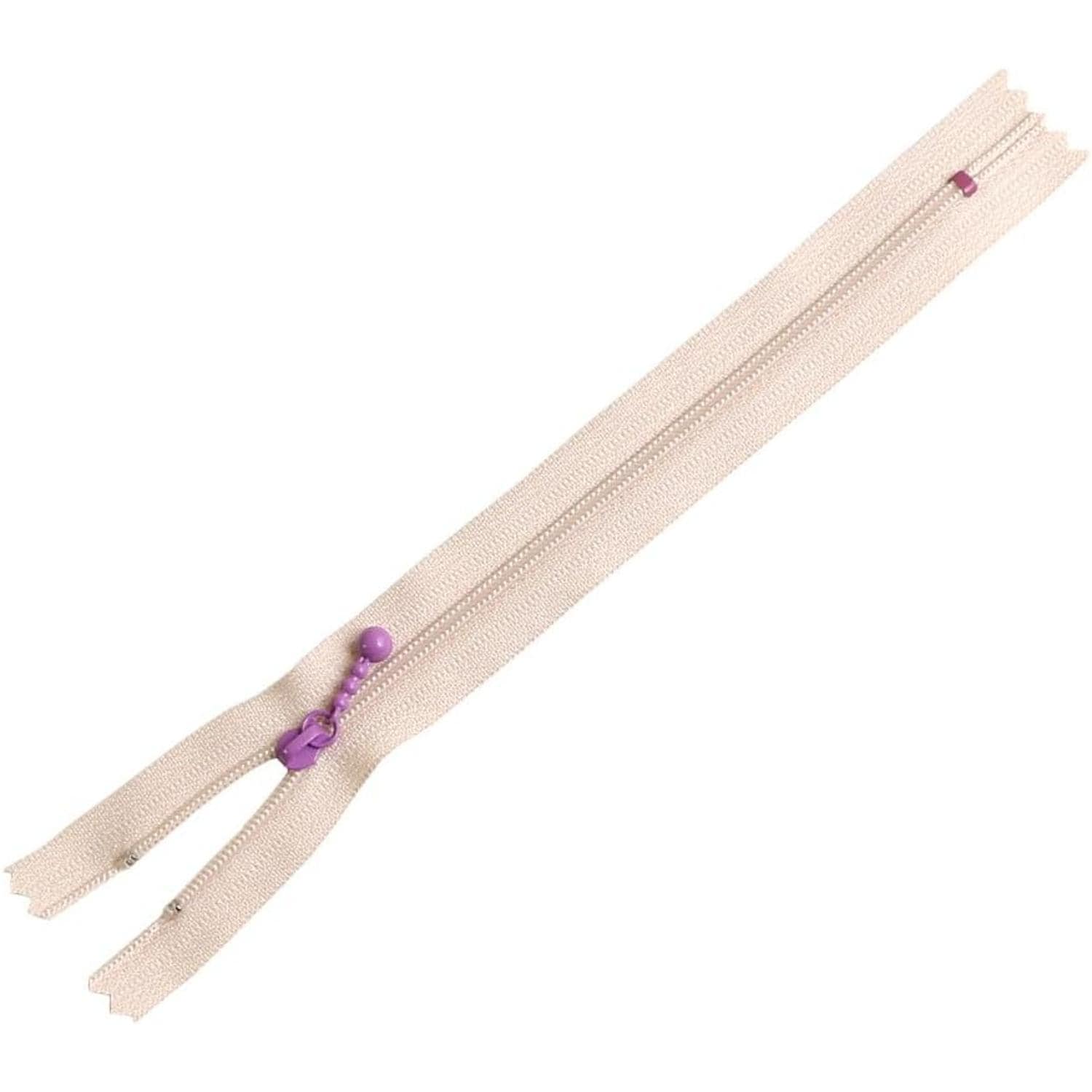 日本紐釦貿易 Y.K.K ポーチ用カラフルファスナー ベージュ×パープル 20cm 5本入 3CF20-CO14 (ご注文単位1束)【直送品】