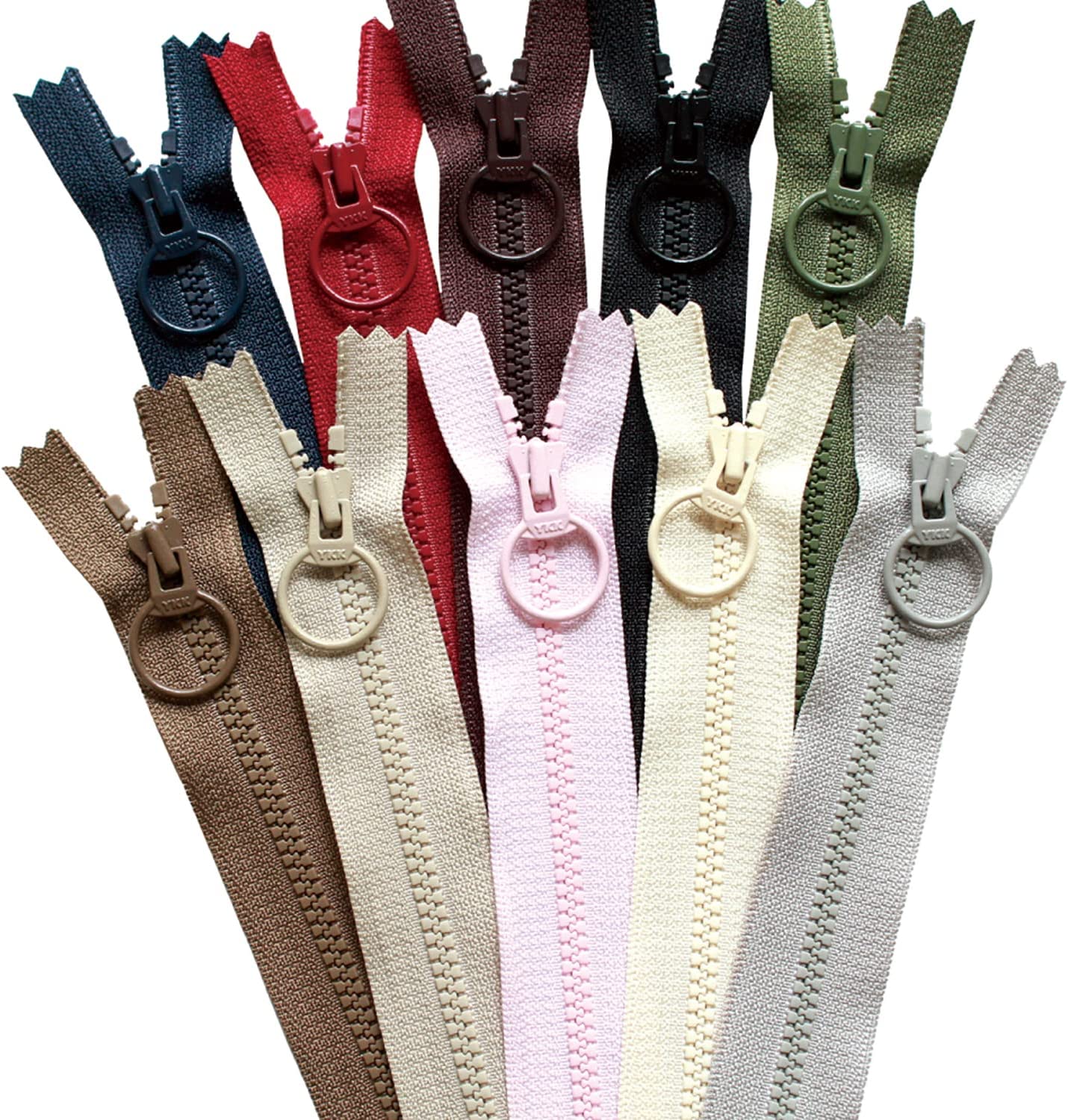 日本紐釦貿易 Y.K.K. リング付きビスロンファスナー 定番カラー 40cm 10色各1本入 3VST40-10MIX （ご注文単位1束）【直送品】