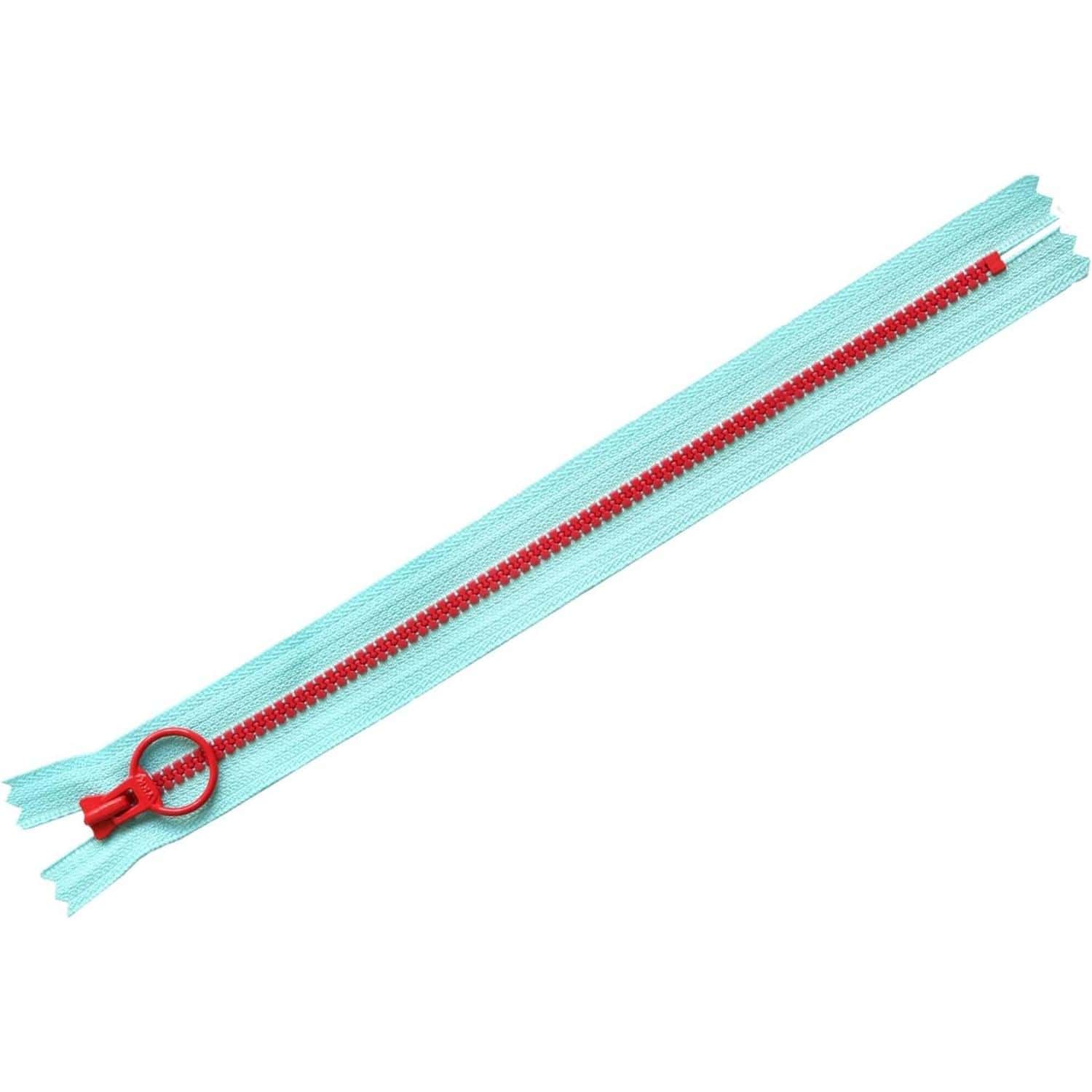日本紐釦貿易 Y.K.K コンビファスナー ライトブルー×レッド 25cm 5本入 3VSC25-290 （ご注文単位1束）【直送品】