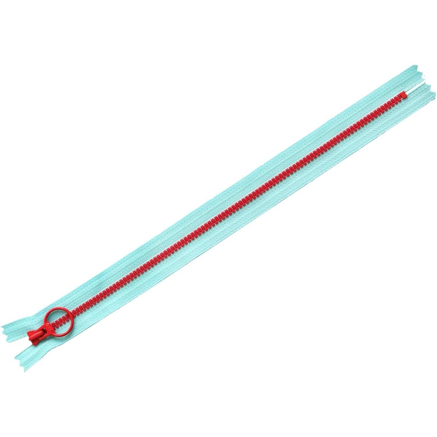 日本紐釦貿易 Y.K.K コンビファスナー ライトブルー×レッド 30cm 5本入 3VSC30-290 （ご注文単位1束）【直送品】