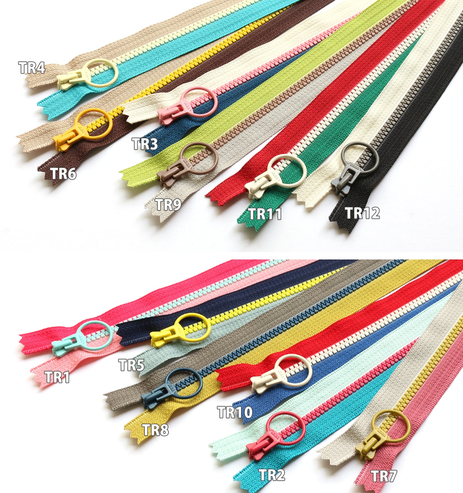 日本紐釦貿易 Y.K.K コンビファスナー 20cm 12色セット 3VSC20-TR12MIX (ご注文単位1セット)【直送品】