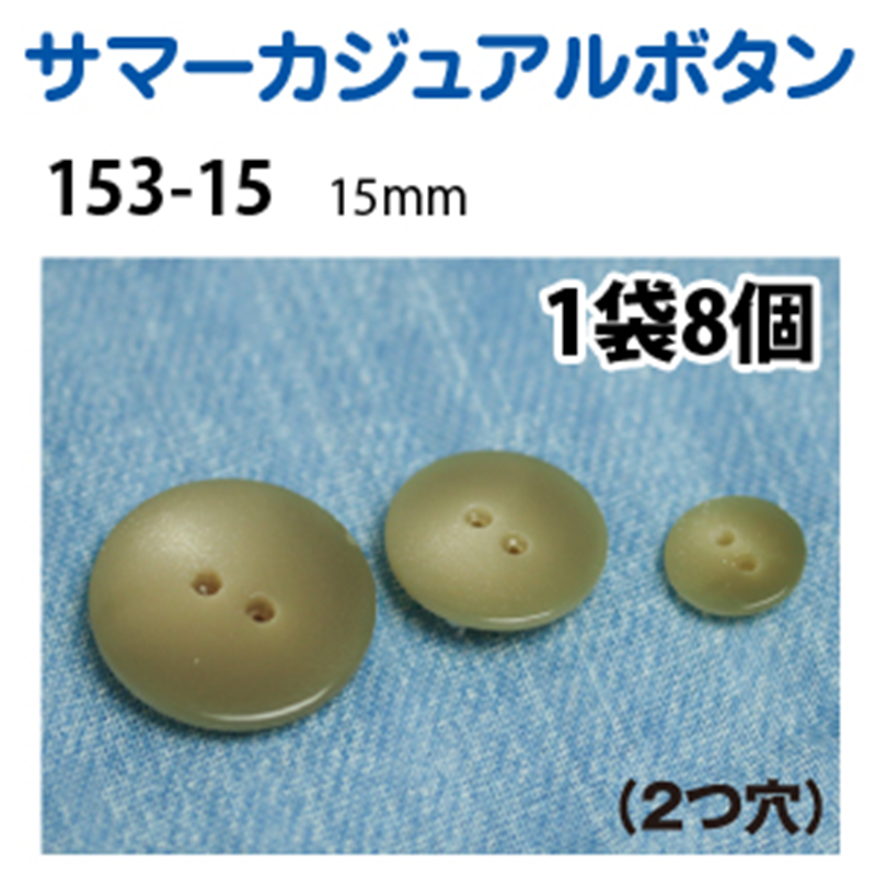 日本紐釦貿易(Nippon Chuko) サマーカジュアルボタン 15mm 8個 エンジ 153-15-28 1枚（ご注文単位1枚）【直送品】