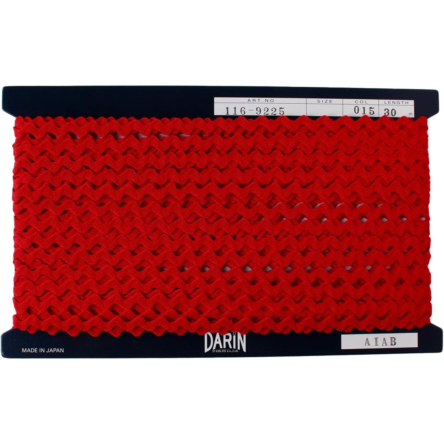 日本紐釦貿易 アクリル 山道テープ 巾約5mm×30m巻 赤 DAI116-9225-015 (ご注文単位1巻)【直送品】