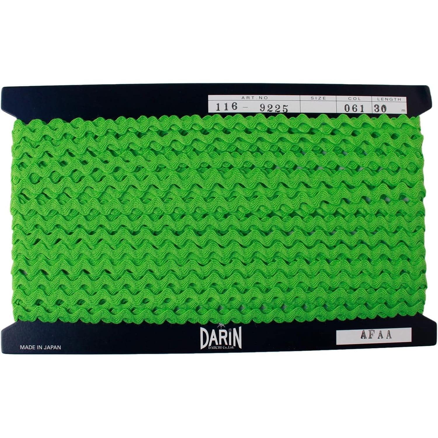 日本紐釦貿易 アクリル 山道テープ 巾約5mm×30m巻 黄緑 DAI116-9225-061 (ご注文単位1巻)【直送品】