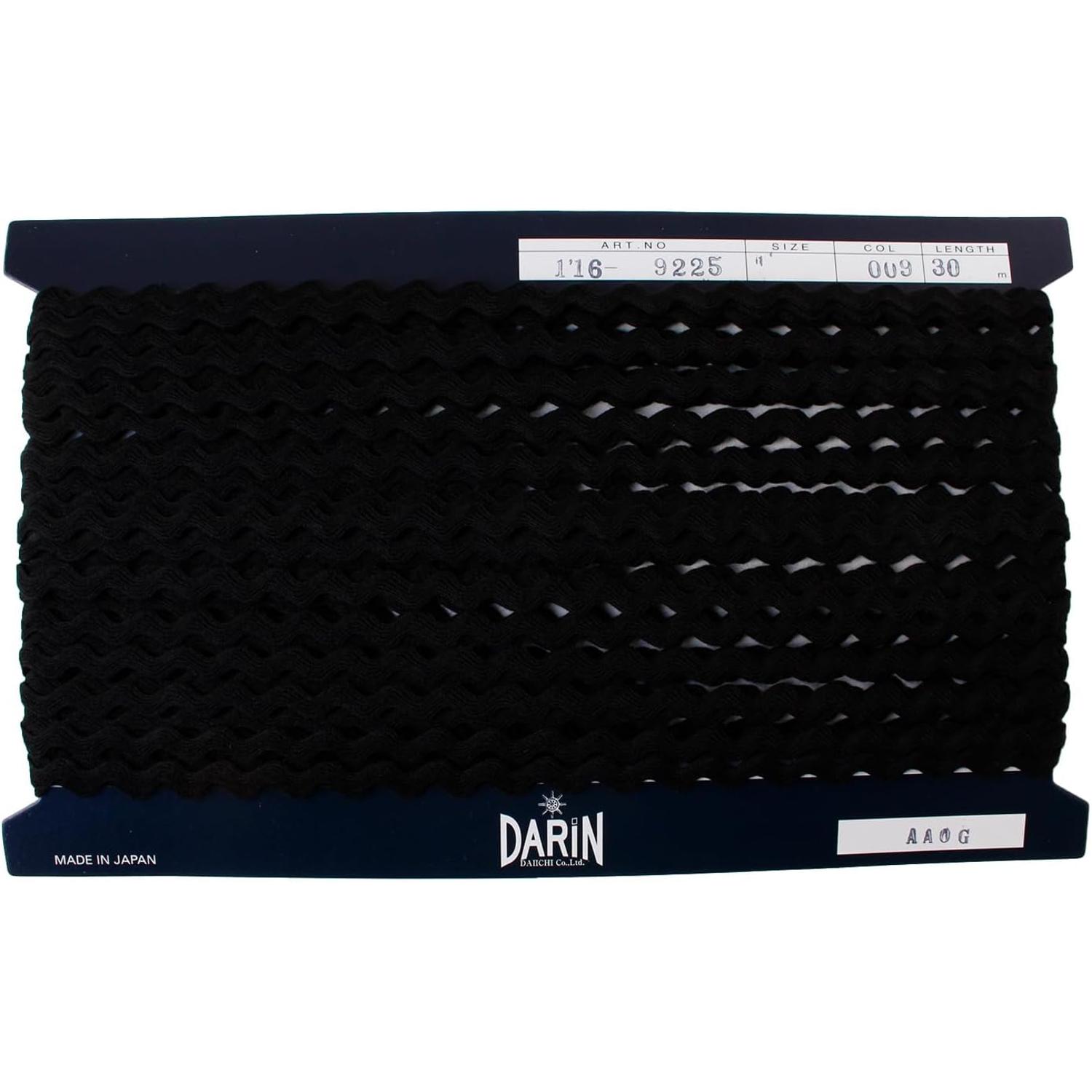 日本紐釦貿易 アクリル 山道テープ 巾約5mm×30m巻 ブラック DAI116-9225-009 (ご注文単位1巻)【直送品】