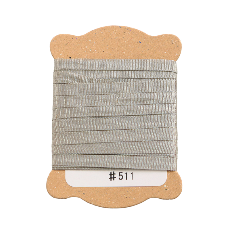 日本紐釦貿易 正絹 刺しゅうリボン 巾3.5mm×約5m巻 グレー KSR-511-5M 1袋（ご注文単位1袋）【直送品】