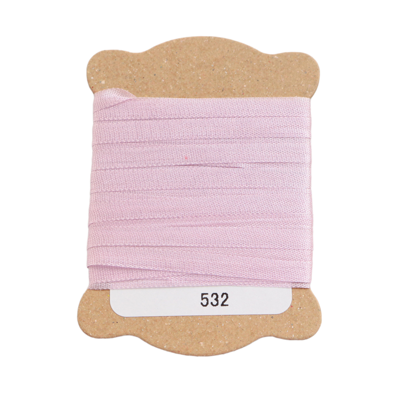 日本紐釦貿易 正絹 刺しゅうリボン 巾3.5mm×約5m巻 ライラック KSR-532-5M 1袋（ご注文単位1袋）【直送品】